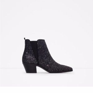 ZARA SPARKLE SEQUIN BOOTIES SIZE 9 (40)